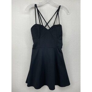 Just Fab Womens Dress Black Medium M Spaghetti Strap Fit & Flair Sundress
